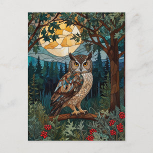 Cartão Postal Floresta de coruja-de-vidro Elegante