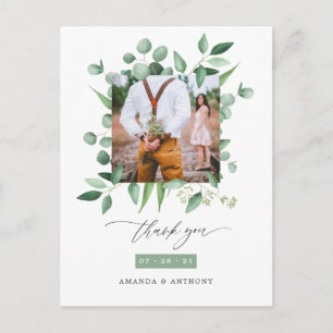 Cartão Postal Floresta de Eucalipto Casamento Obrigado