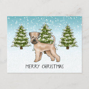 Cartão Postal Floresta de inverno de Terrier Snowy, com revestim