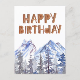 Cartão Postal Floresta de Inverno Única "Feliz Aniversário" 