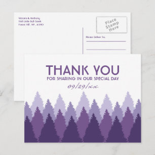 Cartão Postal Floresta de Madeira Roxa Agradecimento Casamento