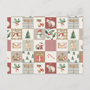 Cartão Postal floresta de natal animais silvestres colcha neutro