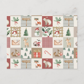 Cartão Postal floresta de natal animais silvestres colcha neutro
