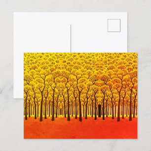 Cartão Postal Floresta de Outono Dourado