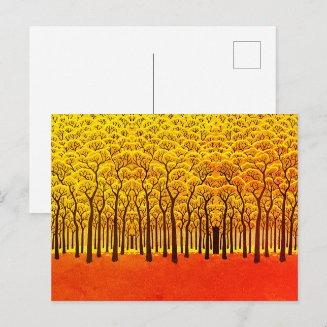 Cartão Postal Floresta de Outono Dourado (Frente/Verso)