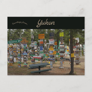 Cartão Postal Floresta de Placas de Sinalização Watson Lake Yuko