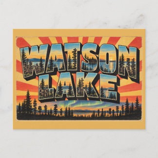 Cartão Postal Floresta de Placas de Watson Lake YT Aurora Boreal