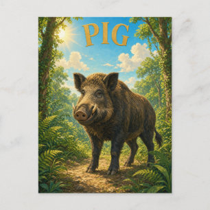 Cartão Postal Floresta de Samambaia de Porco Aquarela GeoSaga