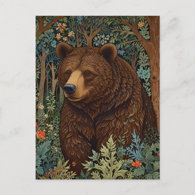 Cartão Postal Floresta de trabalho de arte boho-do-urso-pardo (Frente)