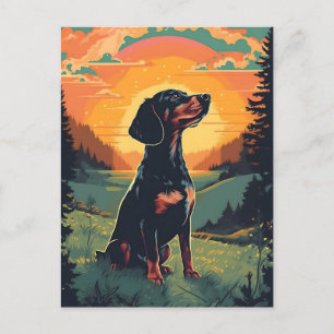 Cartão Postal Floresta montanhosa de inverno Dachshund durante o