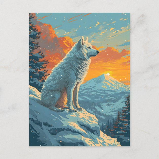 Cartão Postal Floresta montanhosa de inverno samoia durante o pô (Frente)