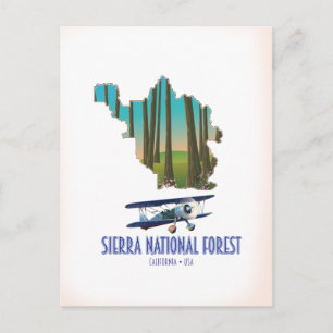 Cartão Postal Floresta nacional de Sierra Califórnia EUA mapa