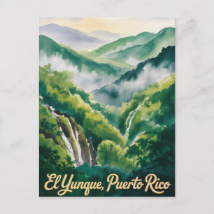 Cartão Postal Floresta Nacional El Yunque Porto Rico Aquarela