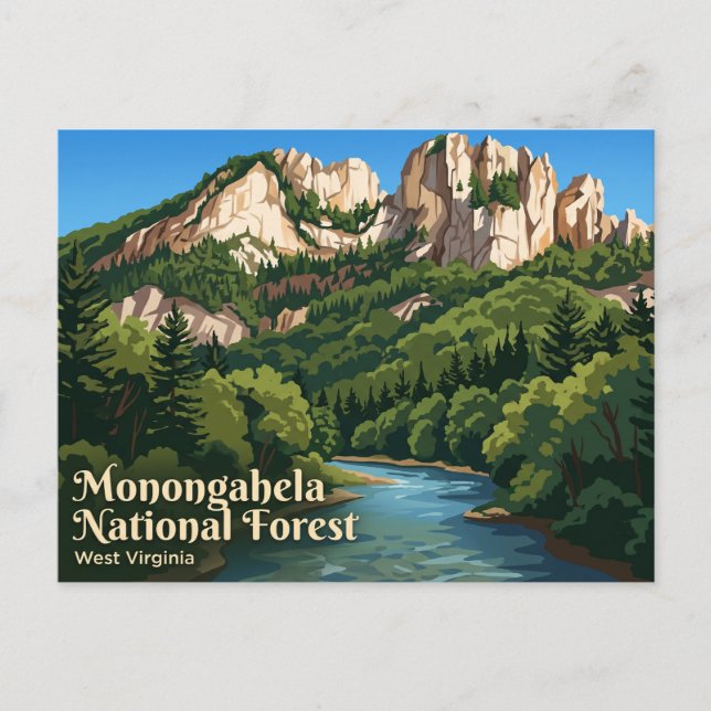 Cartão Postal Floresta Nacional Monongahela EUA (Frente)