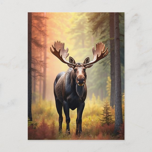 Cartão Postal *~* Floresta natural MOOSE AP49 de Ouro ensolarado (Frente)