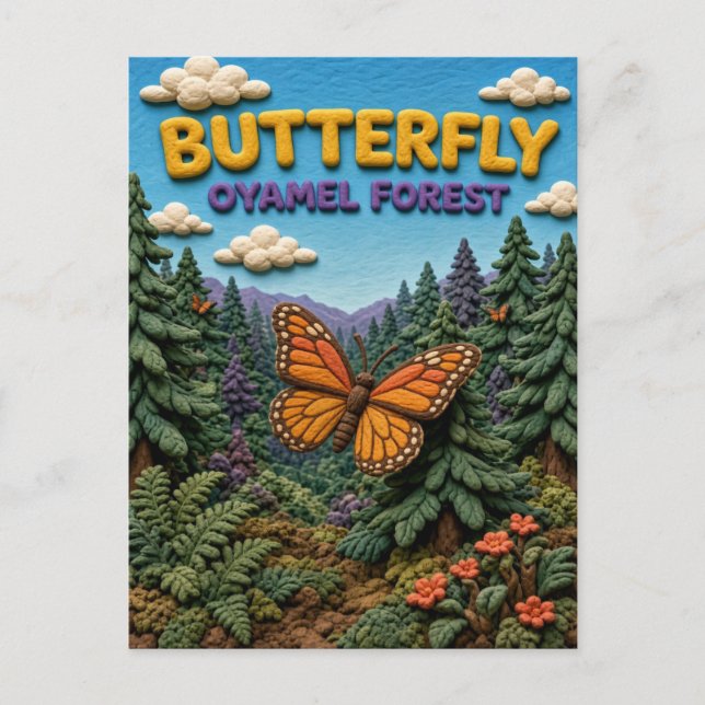 Cartão Postal Floresta Oyamel Borboleta Moderna KlayKoo (Frente)