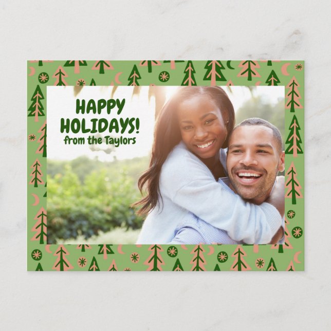 Cartão Postal Floresta Pinheira Lua Estrelas Férias PERSONALIZAD (Frente)