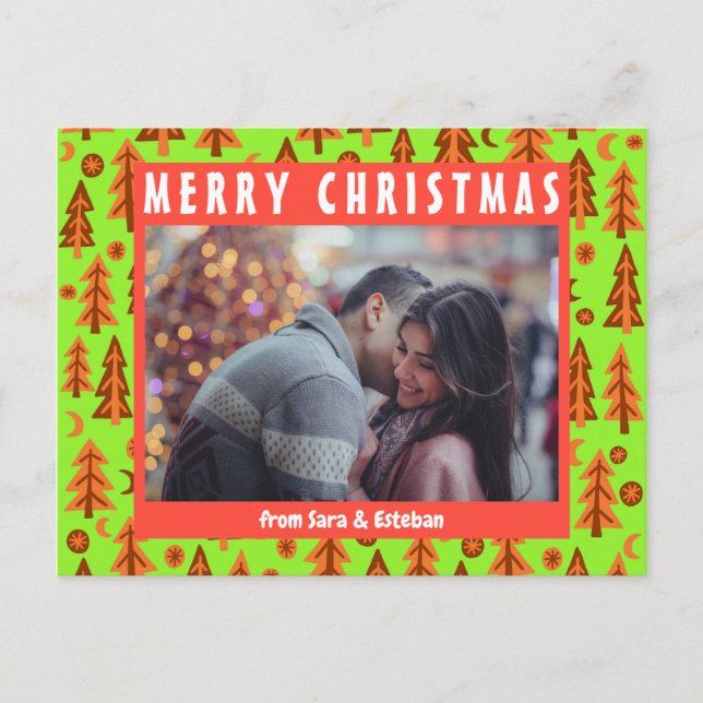 Cartão Postal Floresta Pinheira Lua Estrelas Férias PERSONALIZAD (Frente)