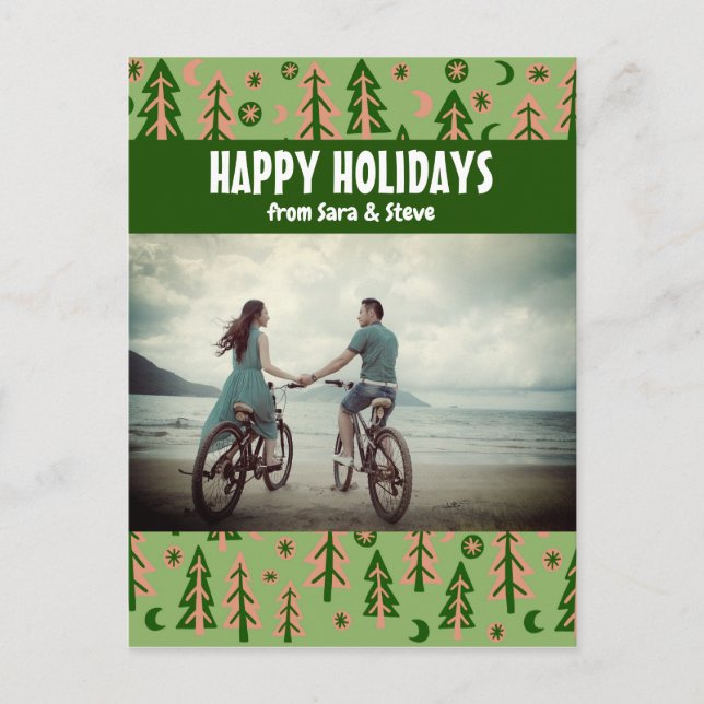 Cartão Postal Floresta Pinheira Lua Estrelas Férias PERSONALIZAD (Frente)