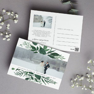 Cartão Postal Floresta Selvagem   Foto De Casamento Obrigado