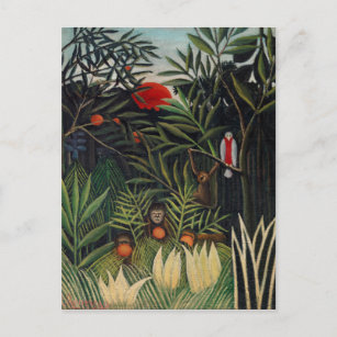 Cartão Postal Floresta tropical com macacos por Henri Rousseau