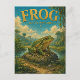 Cartão Postal Floresta Tropical de Sapos Pântanos Aquarela GeoSa