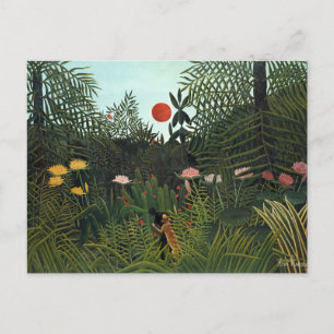 Cartão Postal Floresta Virgem de Henri Rousseau com Pôr-do-Sol