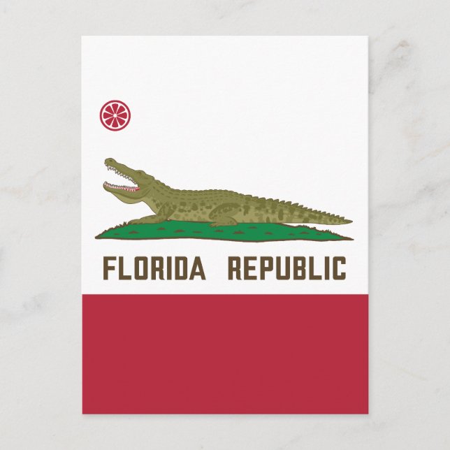Cartão Postal Flórida Alligator Flag Crocodile (Frente)