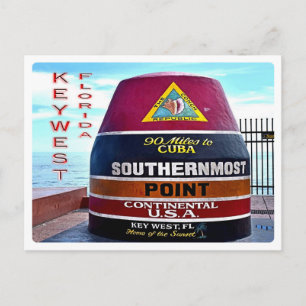Cartão Postal Flórida dos EUA - Key West - boia do ponto mais a