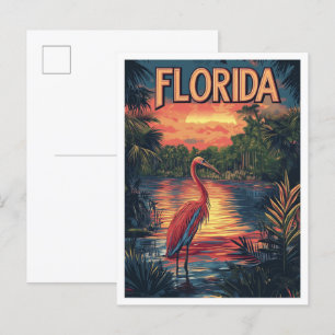 Cartão Postal Flórida EUA Art Vintage Viagem