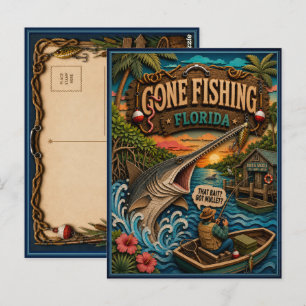 Cartão Postal Florida Foi Pescar Longnose Gar