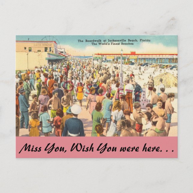 Cartão Postal Flórida, Jacksonville, Amusements de praia (Frente)