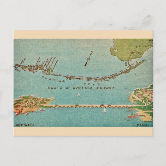 Cartão Postal Florida Keys Vintage - Miami  (Frente)