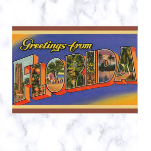 Cartão Postal Flórida Letra Grande Vintage