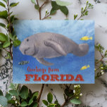 Cartão Postal Flórida Manatee Watercolor submarina<br><div class="desc">Este design pode ser personalizado na área fornecida pela alteração da foto e/ou do texto. Ou pode ser personalizado clicando em Personalizar este Modelo e, em seguida, escolhendo o clique para personalizar mais a opção e excluir ou alterar a cor do plano de fundo, adicionar texto, alterar a cor ou...</div>