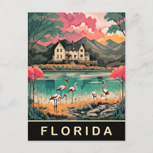 Cartão Postal Flórida, Pássaros na Costa, Viagem de Aquarela