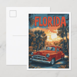 Cartão Postal Flórida USA Vintage Illustration Viagem