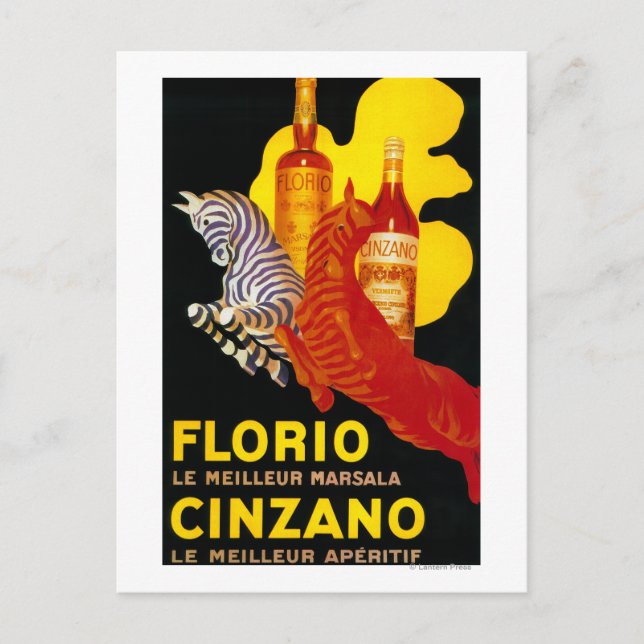 Cartão Postal Florio Cinzano Vintage Poster Europe (Frente)