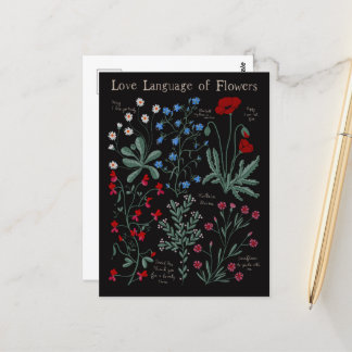 Cartão Postal Floriograpia Língua de amor das flores botânica