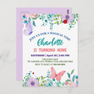 Cartão Postal Flower floral da Bolinhas de Ladybug