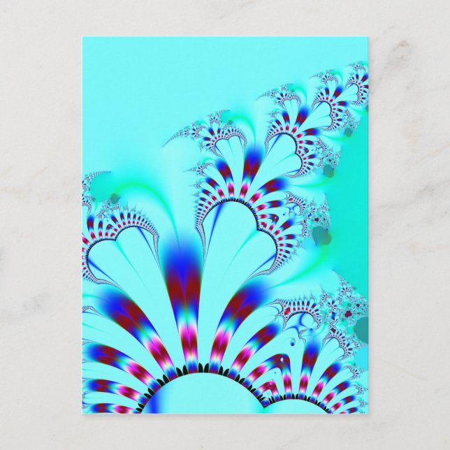 Cartão Postal Flower · Fractal Art · Turquoise (Frente)