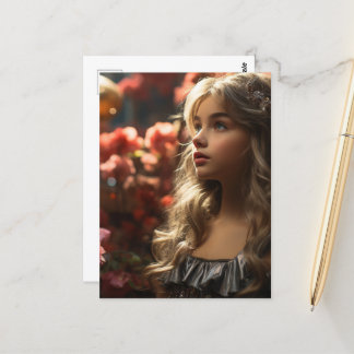 Cartão Postal Flower Garden Princess Girl