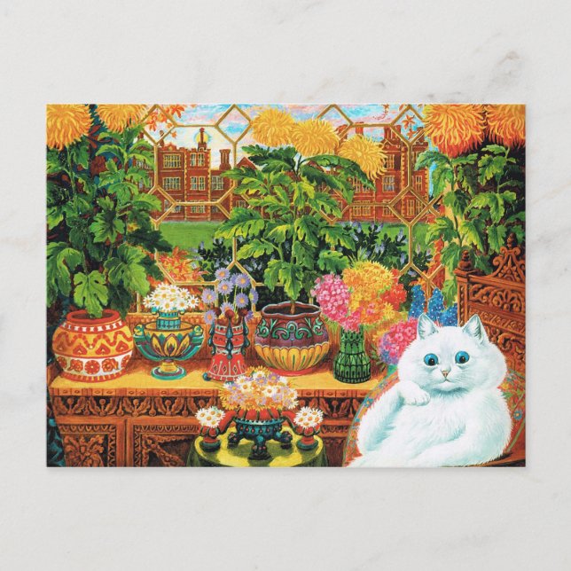 Cartão Postal Flower Lovers Cat, Louis Wain (Frente)