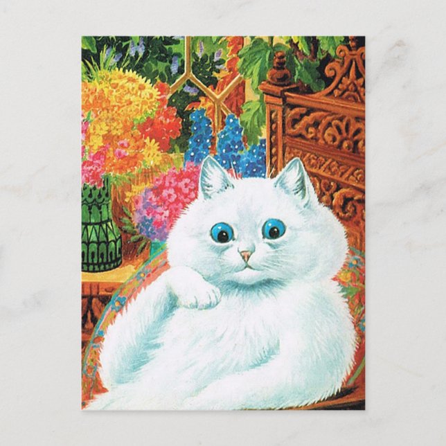 Cartão Postal Flower Lovers Cat, Louis Wain (Frente)