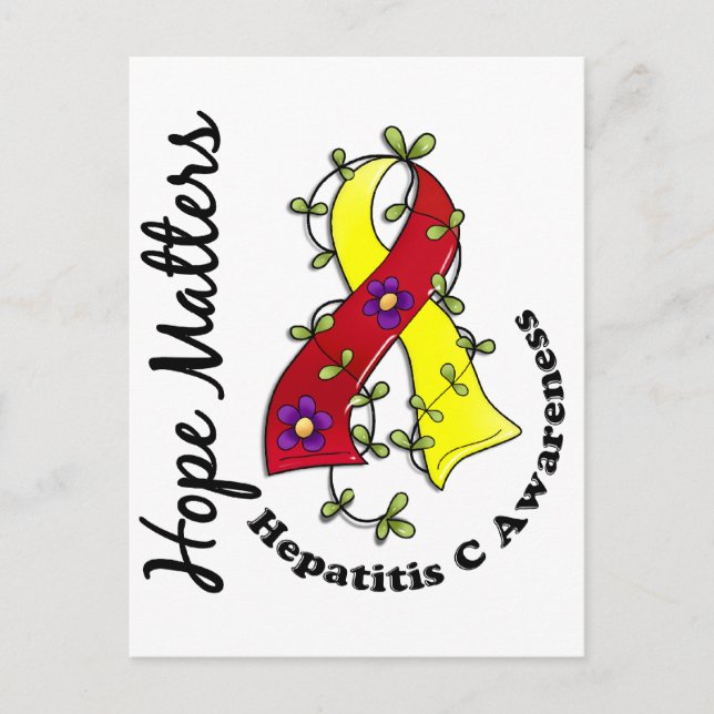 Cartão Postal Flower Ribbon 4 Hope Importa Hepatite C (Frente)