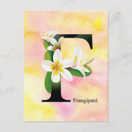 Cartão Postal Flowers Alphabet with Watercolor Background