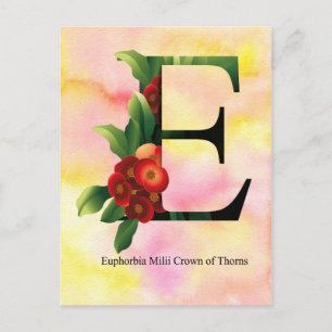 Cartão Postal Flowers Alphabet with Watercolor Background