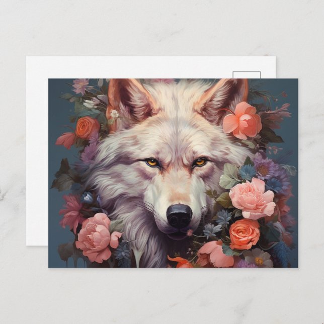 Cartão Postal Flowers and the wolf (Frente/Verso)