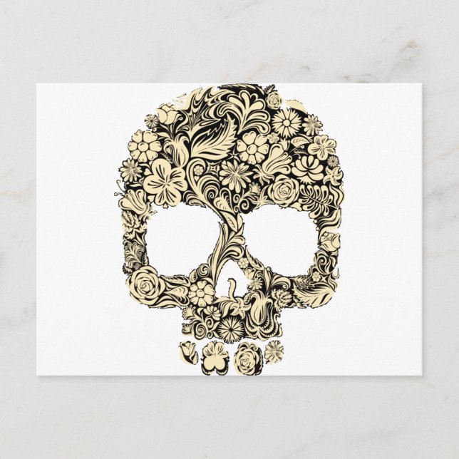 Cartão Postal Flowery Ornate Skull (Frente)