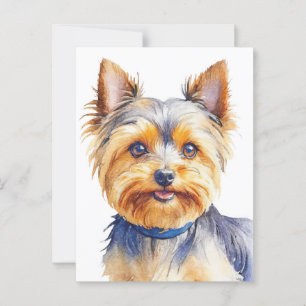 Cartão Postal Fluffy Yorkshire Terrier Soft e Gentle Dog Art